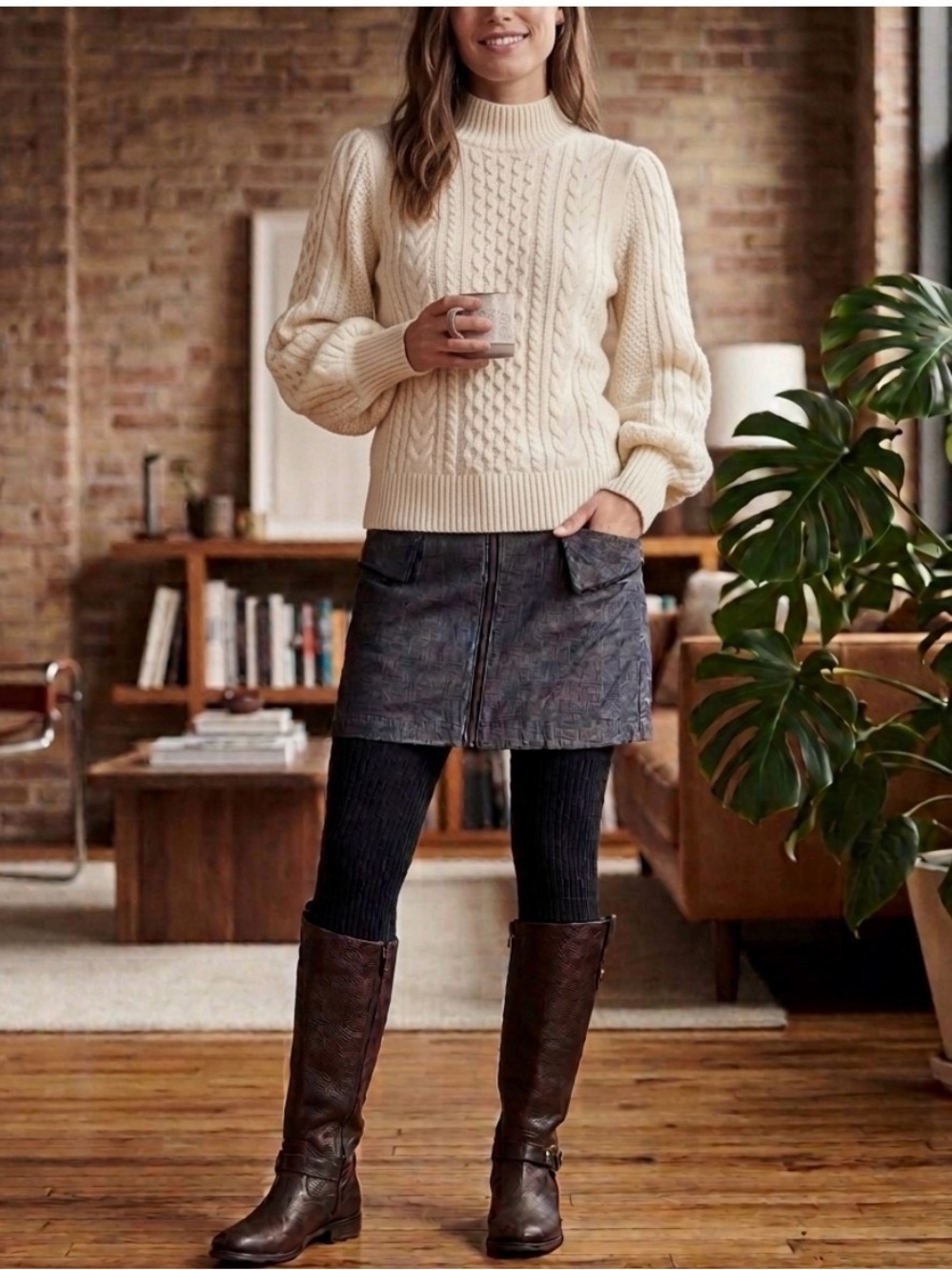 NWOT Anthropologie Brand Blue Linen/Cotton Blend skirt